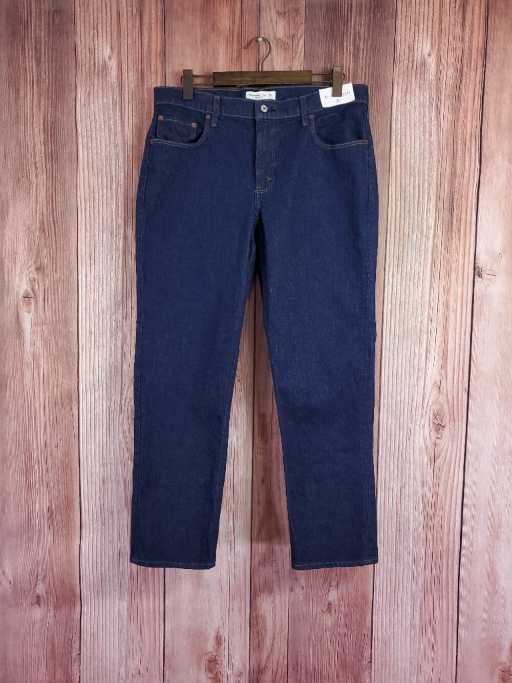 NWT Abercrombie Fitch The 90s Straight Mid Rise Jeans Womens 32 Short Dark Wash